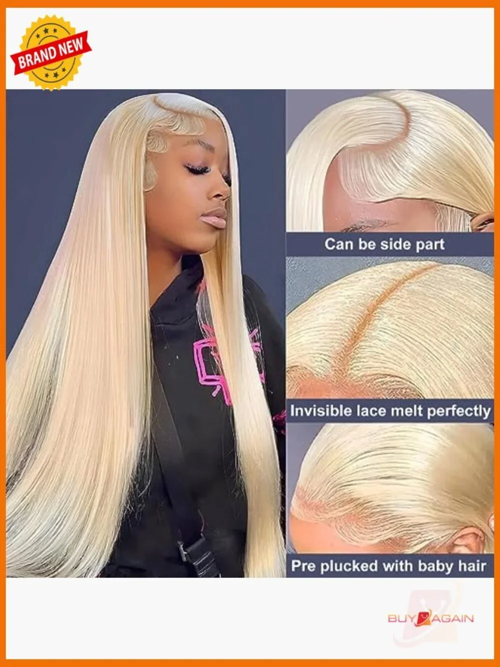 13x6 Lace Front Wig Human Hair Straight 200 Density Pre Plucked with Baby Hair